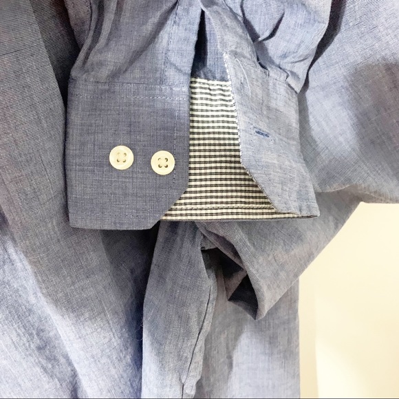 Izod Button Down Micro Stripe Long Sleeve Cotton Shirt with Contrasting Cuffs 💙 - Picture 7 of 12